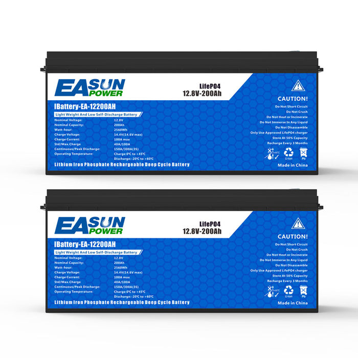 Easun 12v 200Ah LifePO4 Battery Grade A Parallel and Customizable +2000 Cycle Life