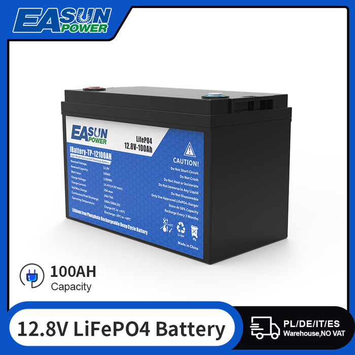 EASUN POWER Lifepo4 Lithium Iron Phosphate Solar Energy Battery 12v 100Ah 12.8V