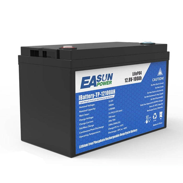 EASUN POWER Lifepo4 Lithium Iron Phosphate Solar Energy Battery 12v 100Ah 12.8V